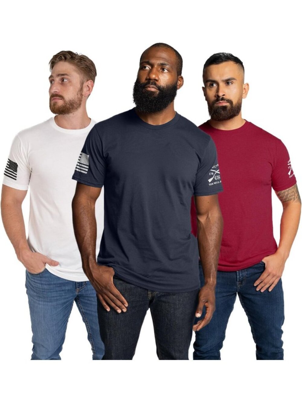 Men's Patriotic Crew T-Shirt 3-Pack | USA Flag Graphic Tees | Casual Style